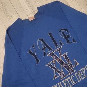 Vintage 90's Yale University Athletic Department Blue Graphic Sweatshirt Size L